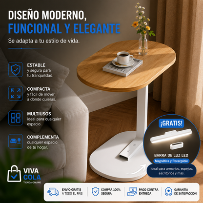☕🏡 MESA AUXILIAR PREMIUM  ✨ Todo lo que necesitas al alcance de tu mano  🎁 Recibe GRATIS una Barra de Luz LED Magnética