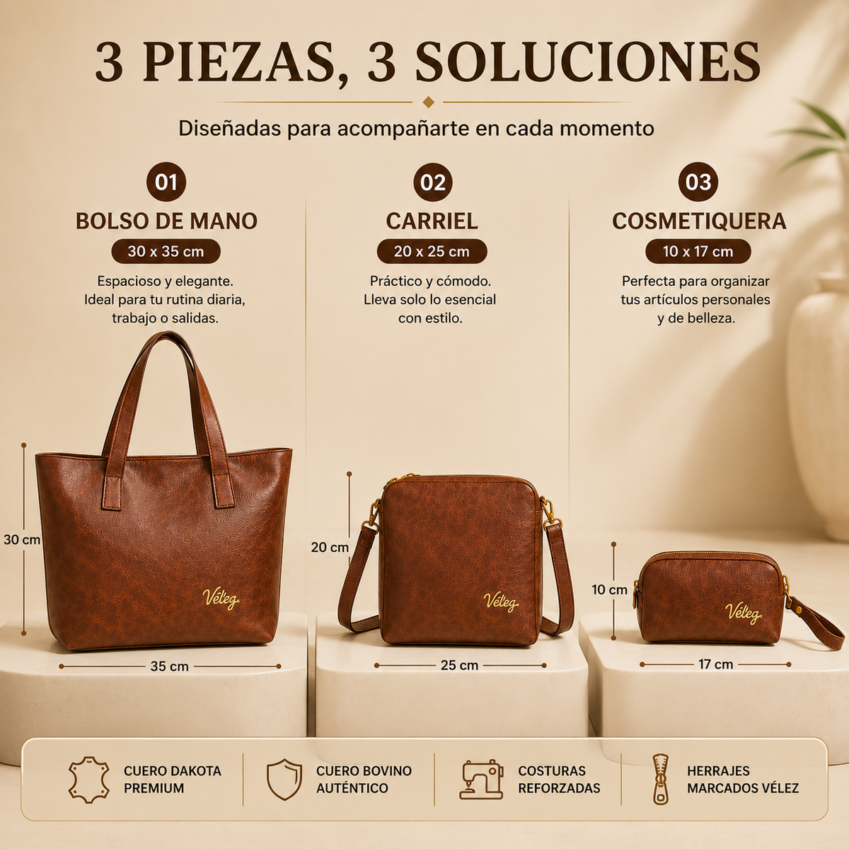 👜Solo Hoy:✨Trío Bolso Premium Vélez 👜 ¡Paga 1 y Lleva 3! + Regalo Especial 🎁