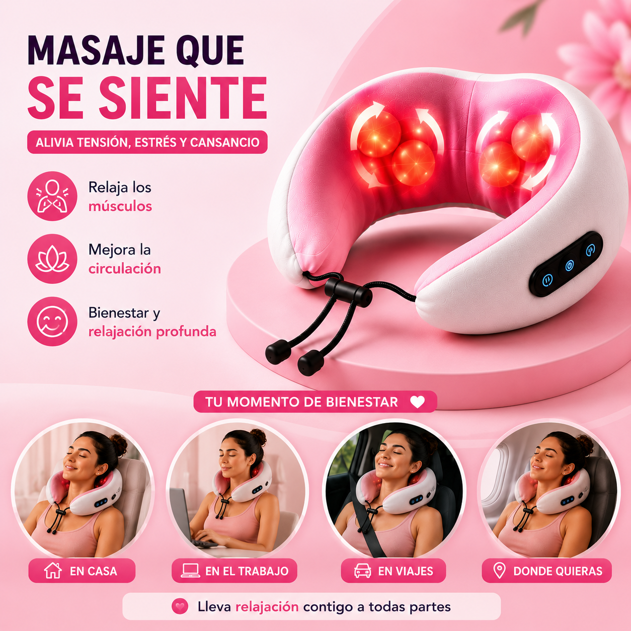 ✨ Cojín Masajeador Inteligente 4 en 1 🔥💃+ 🎁 REGALO: Removedor de Vello Facial instantáneo
