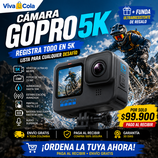 🔥 LIQUIDACIÓN: CÁMARA GOPRO 5K + FUNDA ULTRARESISTENTE GRATIS [PROMOCIÓN DE CUMPLEAÑOS]