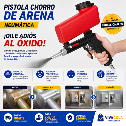 🔥 LIQUIDACIÓN DE STOCK PROMO: PISTOLA CHORRO DE ARENA NEUMÁTICA
